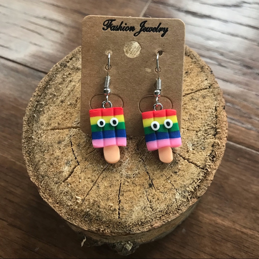 🌈Rainbow Popsicle Dangle Earrings – Cute & Whimsical